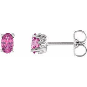 14K White Pink Tourmaline Earrings - 1920:118:P