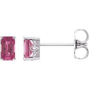 14K White Pink Tourmaline Earrings - 1922:114:P