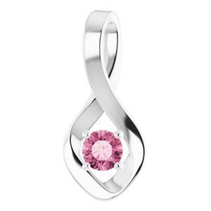 14K White Pink Tourmaline Pendant   - 86421:60014:P