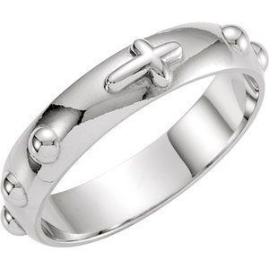 14K White Rosary Ring Size 5 - R43035:100017:P