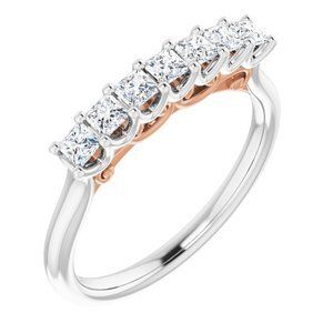 14K White & Rose 2.25 mm Square 1/2 CTW Diamond Anniversary Band   - 123428:6012:P