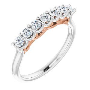 14K White & Rose 2 mm Round 1/5 CTW Diamond Anniversary Band   - 123428:6001:P