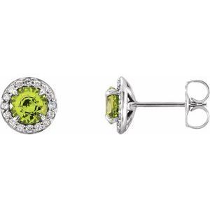 14K White Round Peridot & 1/8 CTW Diamond Earrings - 86458:626:P