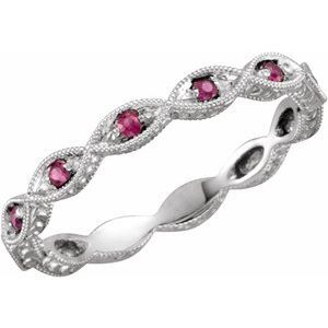 14K White Ruby Anniversary Band Size 7  - 69817:103:P