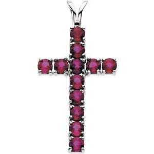 14K White Ruby Cross Pendant - R8041R:100:P