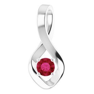 14K White Ruby Pendant       - 86421:60009:P