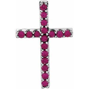14K White Ruby Petite Cross Pendant   - R42147:60036:P