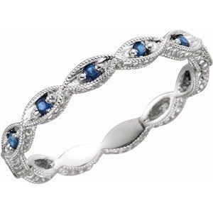 14K White Sapphire Anniversary Band Size 8  - 69817:6099:P