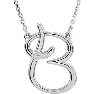 14K White Script Initial B 16" Necklace - 84635:114:P