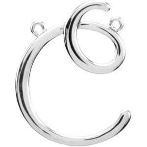 14K White Script Initial C Necklace Center - 84576:106:P