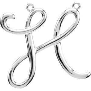 14K White Script Initial H Necklace Center - 84576:202:P