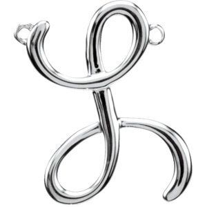 14K White Script Initial L Necklace Center - 84576:237:P