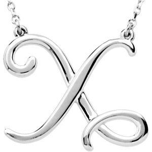 14K White Script Initial X 16" Necklace - 84635:263:P