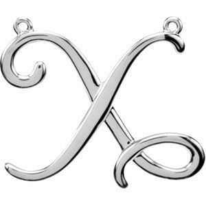 14K White Script Initial X Necklace Center - 84576:263:P