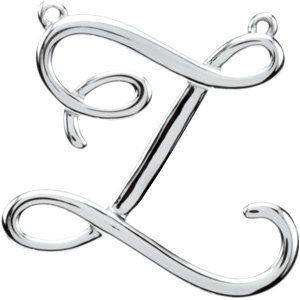 14K White Script Initial Z Necklace Center - 84576:271:P