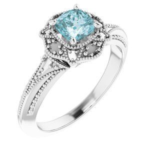 14K White Sky Blue Topaz & .08 CTW Diamond Ring - 71885:60000:P