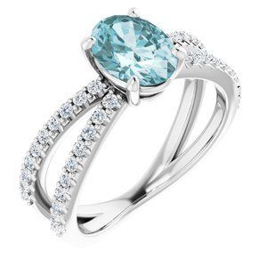 14K White Sky Blue Topaz & 1/3 CTW Diamond Ring  - 71857:60001:P