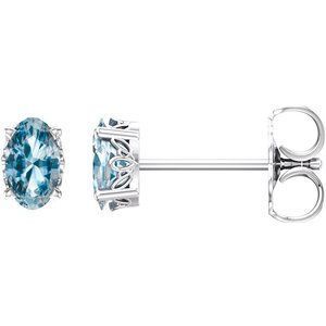 14K White Sky Blue Topaz Earrings - 1920:122:P