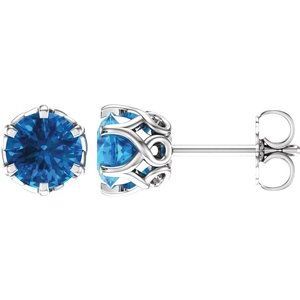 14K White Swiss Blue Topaz Earrings - 28808:70000:P
