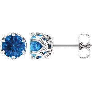 14K White Swiss Blue Topaz Earrings - 28808:70000:P