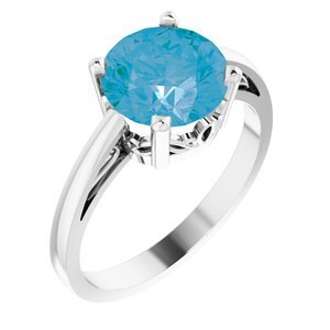 14K White Swiss Blue Topaz Ring - 70530:108:P