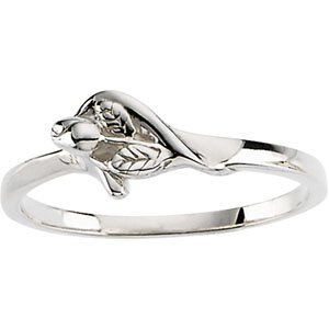 14K White The Unblossomed Rose Ring Size 4   - R16606KIT:143394:P