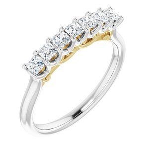 14K White & Yellow 2.25 mm Square 1/2 CTW Diamond Anniversary Band   - 123428:6013:P