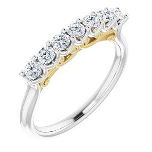 14K White & Yellow 2 mm Round 1/5 CTW Diamond Anniversary Band   - 123428:6002:P
