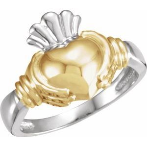 14K White/Yellow Claddagh Ring Size 11 - 50296:2723980:P