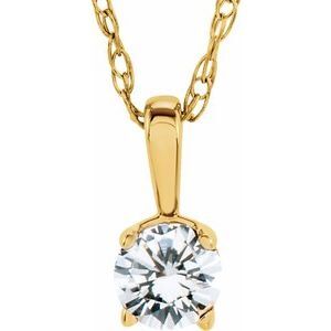 14K Yellow 1/10 CTW Diamond Youth Birthstone 14" Necklace - 28393:70062:P