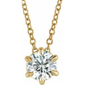 14K Yellow 1/2 CT Lab-Grown Diamond Solitaire 16-18" Necklace - 87126:LG642:P