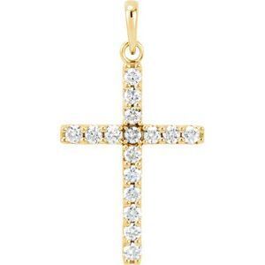 14K Yellow 1/2 CTW Diamond Cross Pendant - R42308:10070:P