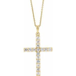 14K Yellow  1/4 CTW Diamond Cross 18" Necklace - R42308:60026:P