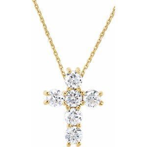 14K Yellow 1/4 CTW Diamond Cross 18" Necklace  - R42309:60028:P