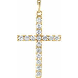 14K Yellow  1/4 CTW Diamond Cross Pendant - R42308:10010:P