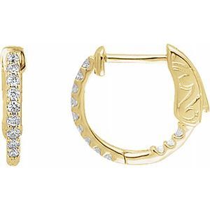 14K Yellow 1/4 CTW Diamond Inside-Outside 14.5 mm Hoop Earrings - 650183:114:P