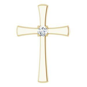 14K Yellow 1/5 CTW Diamond Cross Pendant   - R42362:6002:P