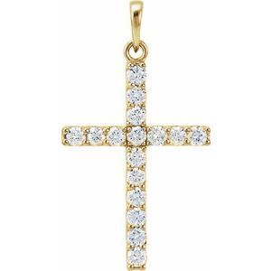 14K Yellow 1 CTW Diamond Cross Pendant - R42308:10100:P