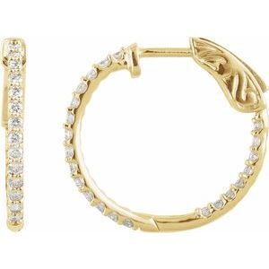 14K Yellow 1 CTW Diamond Inside-Outside 26.5 mm Hoop Earrings - 650183:120:P