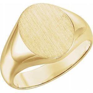 14K Yellow 12x10 mm Oval Signet Ring - 5543:112666:P