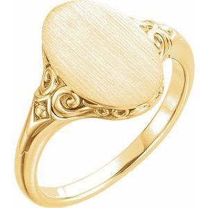 14K Yellow 13x9 mm Oval Signet Ring - 51659:102:P