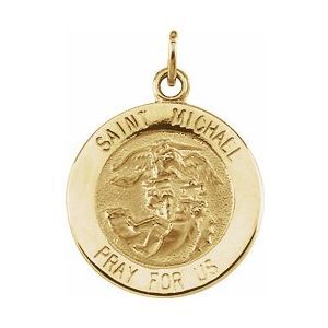 14K Yellow 15 mm St. Michael Medal - R5052:105130:P
