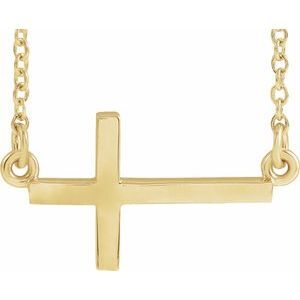 14K Yellow 17x9 mm Sideways Cross 16-18" Necklace - R45323:1006:P