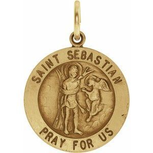 14K Yellow 18 mm Round St. Sebastian Medal - R16332:67261:P