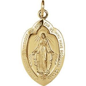 14K Yellow 18x12 mm Oval Miraculous Medal Pendant   - R5022:62437:P