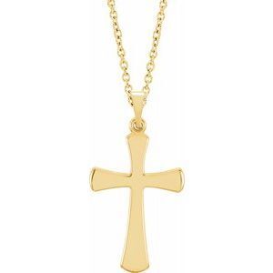 14K Yellow 19.3x11.4 mm Cross 18" Necklace - R41276:6006:P