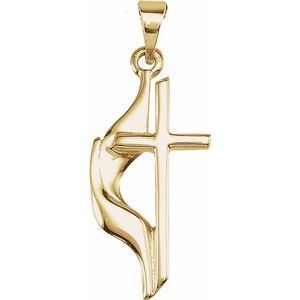 14K Yellow 19x10 mm Methodist Cross Pendant  - R16295:106493:P