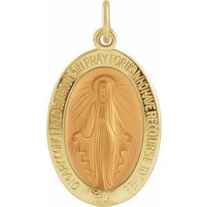 14K Yellow 19x14 mm Oval Miraculous Medal - R5020:62435:P