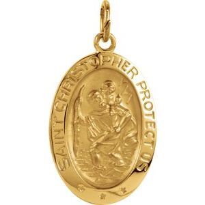 14K Yellow 19x14 mm Oval St. Christopher Medal - R5023:62438:P