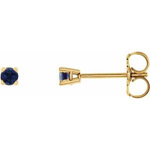 14K Yellow 2.5 mm Round Blue Sapphire Earrings - 1874:70027:P